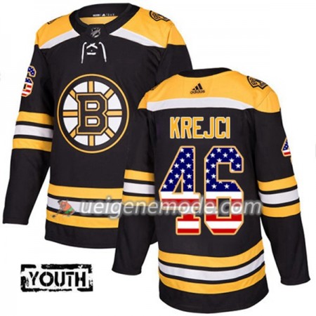 Kinder Eishockey Boston Bruins Trikot David Krejci 46 Adidas 2017-2018 Schwarz USA Flag Fashion Authentic